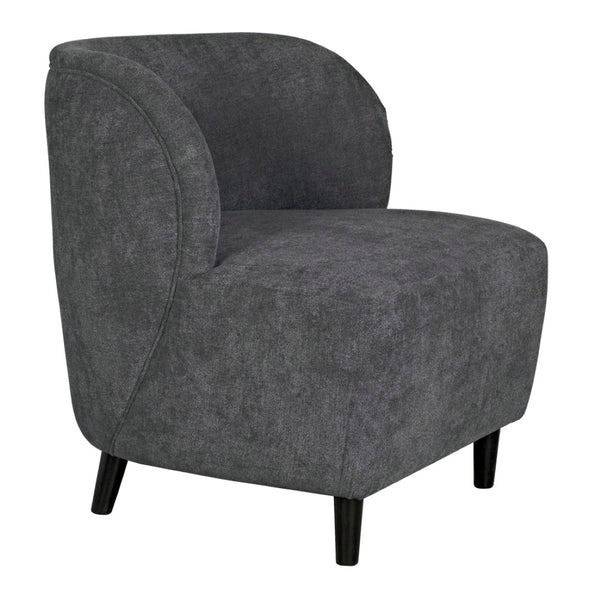 Noir Laffont Chair - Elegant Ocean Grey Upholstered Accent Seat with Solid Wood Frame for Timeless Style Charcoal Black AE-240G