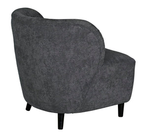 Noir Laffont Chair - Elegant Ocean Grey Upholstered Accent Seat with Solid Wood Frame for Timeless Style Charcoal Black AE-240G