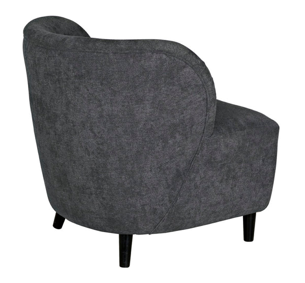 Noir Laffont Chair - Elegant Ocean Grey Upholstered Accent Seat with Solid Wood Frame for Timeless Style Charcoal Black AE-240G