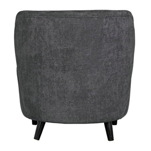 Noir Laffont Chair - Elegant Ocean Grey Upholstered Accent Seat with Solid Wood Frame for Timeless Style Charcoal Black AE-240G