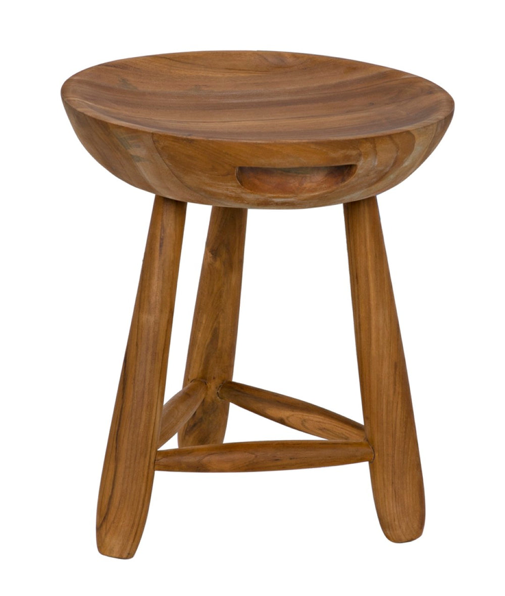 Noir Basel Stool - Handcrafted Teak Elegance for Versatile Seating, Accent Table, or Decorative Display AE-249