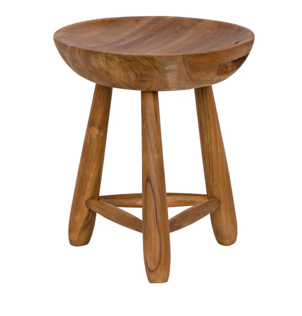 Noir Basel Stool - Handcrafted Teak Elegance for Versatile Seating, Accent Table, or Decorative Display AE-249