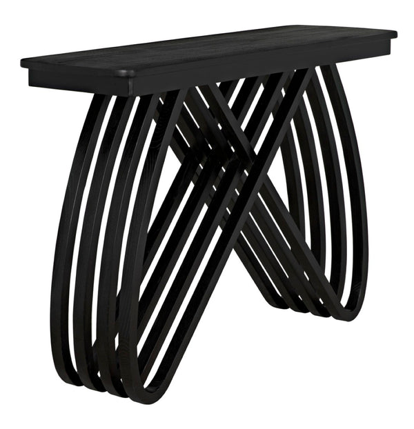 Noir Infinity Console Table - Artisan-Crafted Charcoal Black Design for Modern Entryways & Living Spaces AE-250CHB
