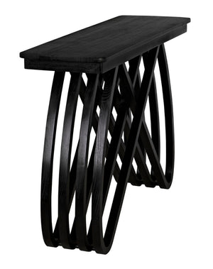 Noir Infinity Console Table - Artisan-Crafted Charcoal Black Design for Modern Entryways & Living Spaces AE-250CHB