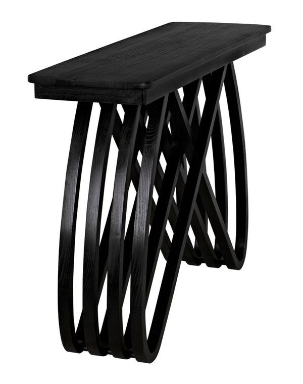 Noir Infinity Console Table - Artisan-Crafted Charcoal Black Design for Modern Entryways & Living Spaces AE-250CHB