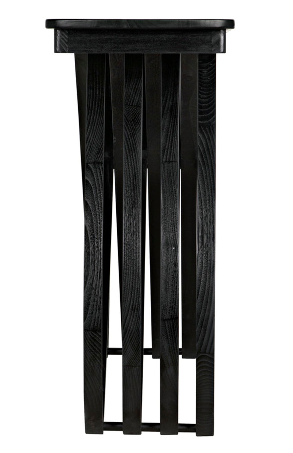 Noir Infinity Console Table - Artisan-Crafted Charcoal Black Design for Modern Entryways & Living Spaces AE-250CHB