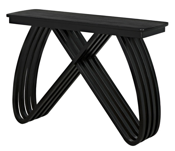 Noir Infinity Console Table - Artisan-Crafted Charcoal Black Design for Modern Entryways & Living Spaces AE-250CHB