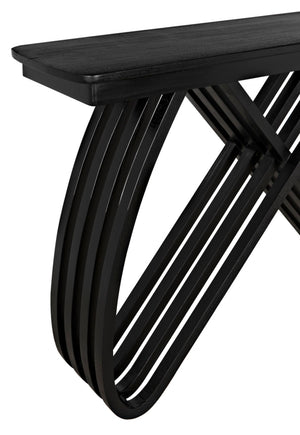 Noir Infinity Console Table - Artisan-Crafted Charcoal Black Design for Modern Entryways & Living Spaces AE-250CHB