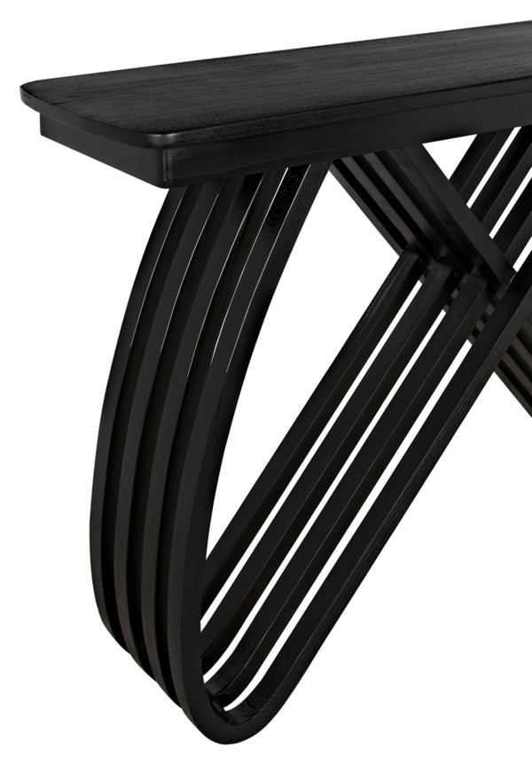 Noir Infinity Console Table - Artisan-Crafted Charcoal Black Design for Modern Entryways & Living Spaces AE-250CHB