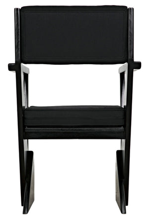 Noir Madoc Arm Chair - Mid-Century Modern Design with Charcoal Black Finish & Comfortable Upholstery AE-256CHB