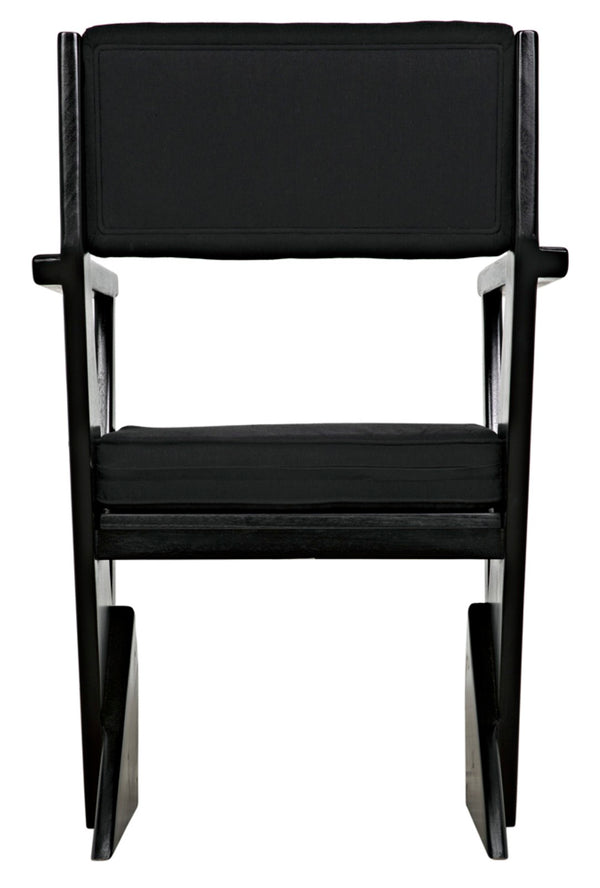 Noir Madoc Arm Chair - Mid-Century Modern Design with Charcoal Black Finish & Comfortable Upholstery AE-256CHB