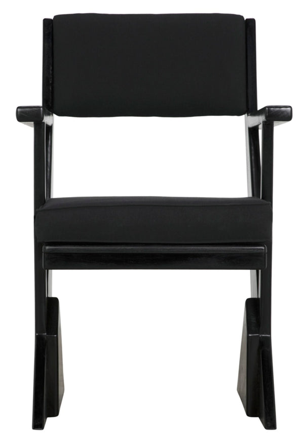 Noir Madoc Arm Chair - Mid-Century Modern Design with Charcoal Black Finish & Comfortable Upholstery AE-256CHB