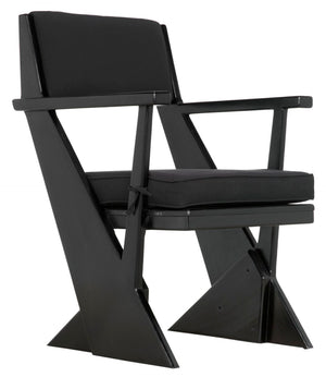 Noir Madoc Arm Chair - Mid-Century Modern Design with Charcoal Black Finish & Comfortable Upholstery AE-256CHB