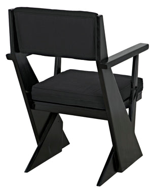 Noir Madoc Arm Chair - Mid-Century Modern Design with Charcoal Black Finish & Comfortable Upholstery AE-256CHB