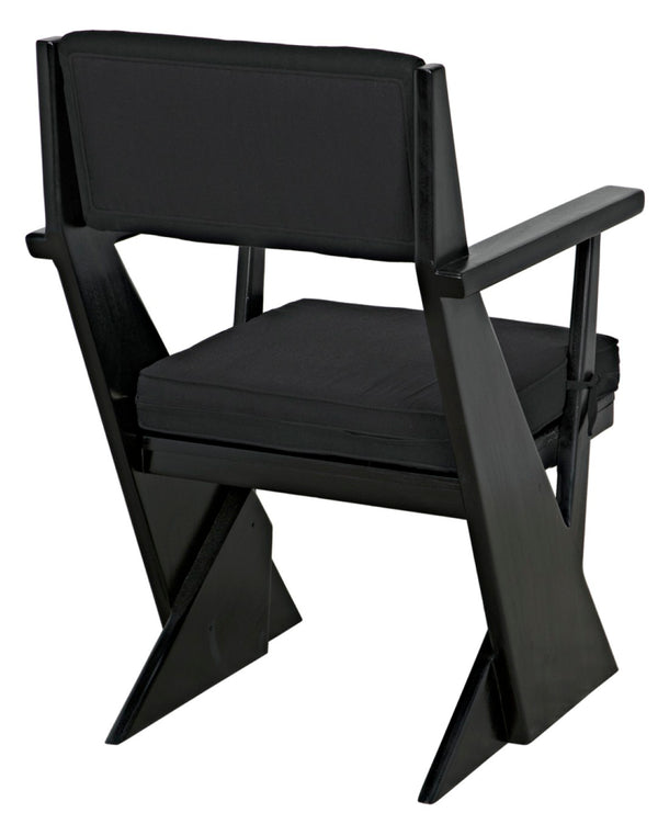 Noir Madoc Arm Chair - Mid-Century Modern Design with Charcoal Black Finish & Comfortable Upholstery AE-256CHB