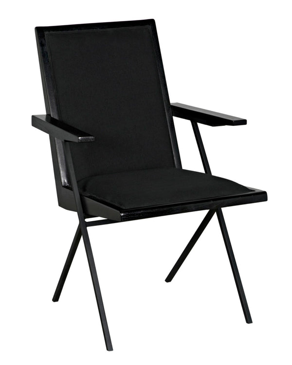 Noir Henderson Chair: Stylish Charcoal Dining Piece with Wood, Metal & Upholstery for Modern Interiors AE-257