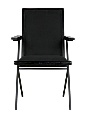 Noir Henderson Chair: Stylish Charcoal Dining Piece with Wood, Metal & Upholstery for Modern Interiors AE-257