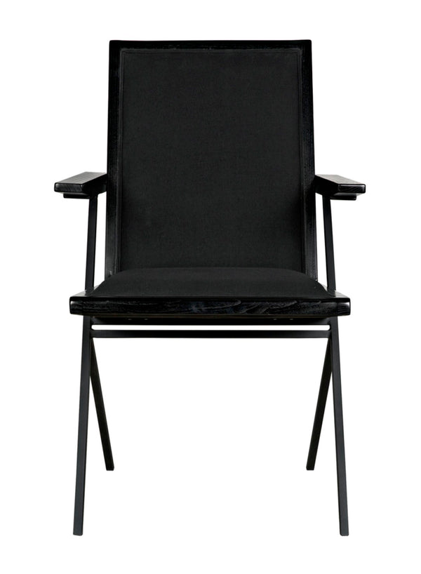 Noir Henderson Chair: Stylish Charcoal Dining Piece with Wood, Metal & Upholstery for Modern Interiors AE-257