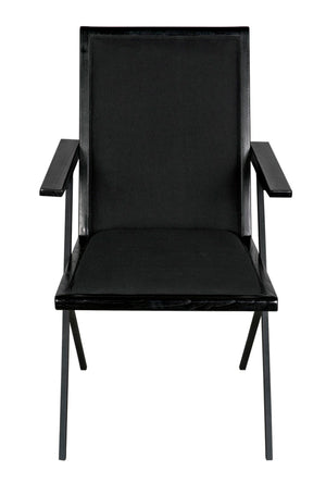 Noir Henderson Chair: Stylish Charcoal Dining Piece with Wood, Metal & Upholstery for Modern Interiors AE-257