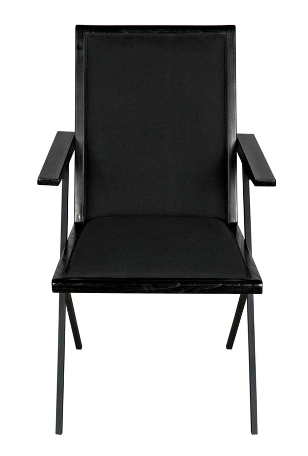 Noir Henderson Chair: Stylish Charcoal Dining Piece with Wood, Metal & Upholstery for Modern Interiors AE-257