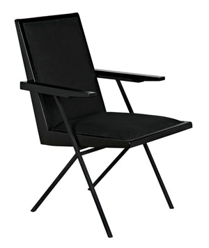 Noir Henderson Chair: Stylish Charcoal Dining Piece with Wood, Metal & Upholstery for Modern Interiors AE-257