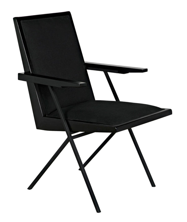 Noir Henderson Chair: Stylish Charcoal Dining Piece with Wood, Metal & Upholstery for Modern Interiors AE-257
