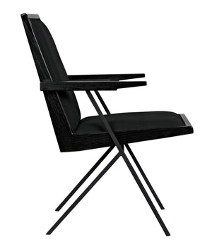 Noir Henderson Chair: Stylish Charcoal Dining Piece with Wood, Metal & Upholstery for Modern Interiors AE-257