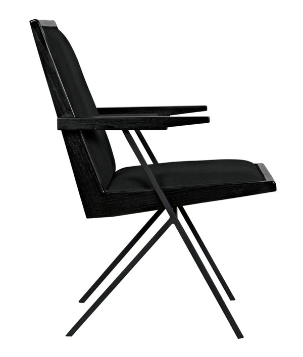 Noir Henderson Chair: Stylish Charcoal Dining Piece with Wood, Metal & Upholstery for Modern Interiors AE-257