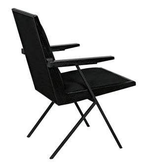 Noir Henderson Chair: Stylish Charcoal Dining Piece with Wood, Metal & Upholstery for Modern Interiors AE-257