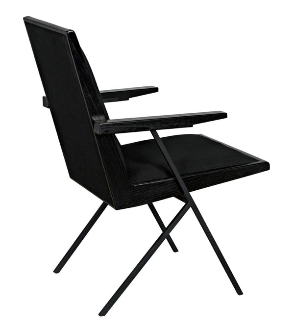 Noir Henderson Chair: Stylish Charcoal Dining Piece with Wood, Metal & Upholstery for Modern Interiors AE-257