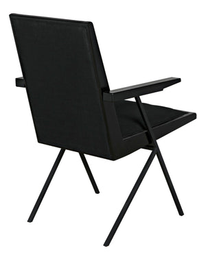 Noir Henderson Chair: Stylish Charcoal Dining Piece with Wood, Metal & Upholstery for Modern Interiors AE-257