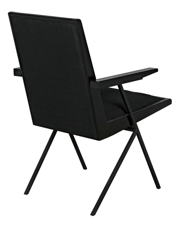 Noir Henderson Chair: Stylish Charcoal Dining Piece with Wood, Metal & Upholstery for Modern Interiors AE-257