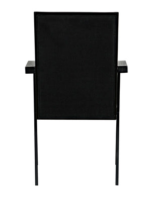 Noir Henderson Chair: Stylish Charcoal Dining Piece with Wood, Metal & Upholstery for Modern Interiors AE-257
