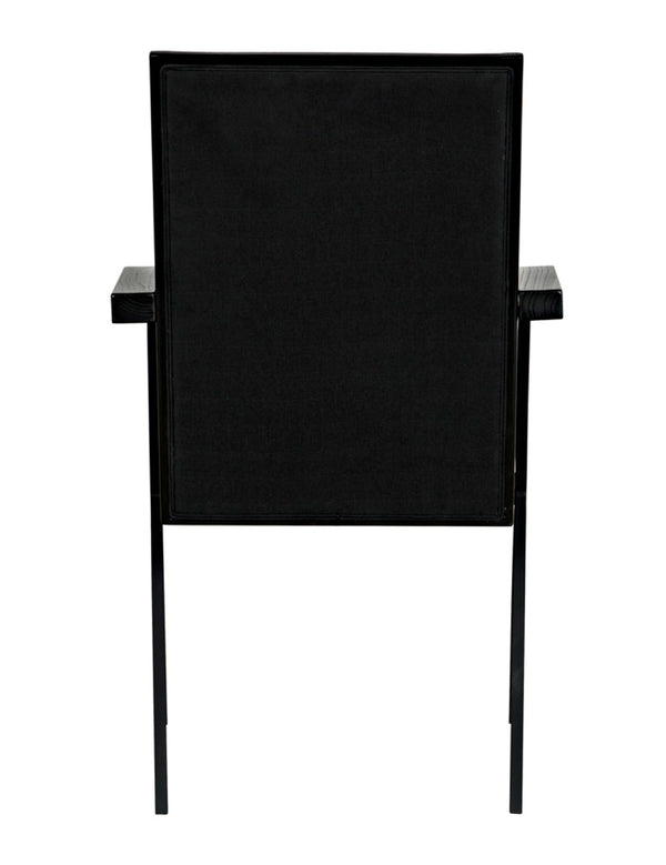 Noir Henderson Chair: Stylish Charcoal Dining Piece with Wood, Metal & Upholstery for Modern Interiors AE-257
