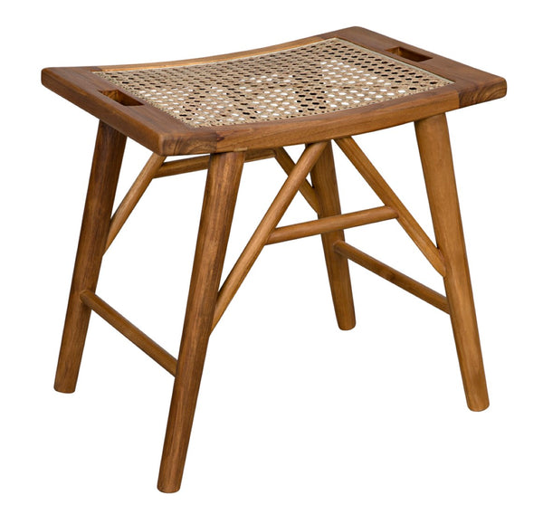 Noir Murphy Stool - Handcrafted Teak & Cane Minimalist Design for Modern Kitchens, Bars & Living Spaces AE-265T