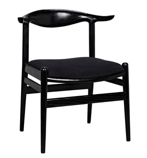 Noir Boone Chair: Modern Upholstered Club Chair with Soft Comfort & Durable Mindi Wood for Any Space AE-267CHB