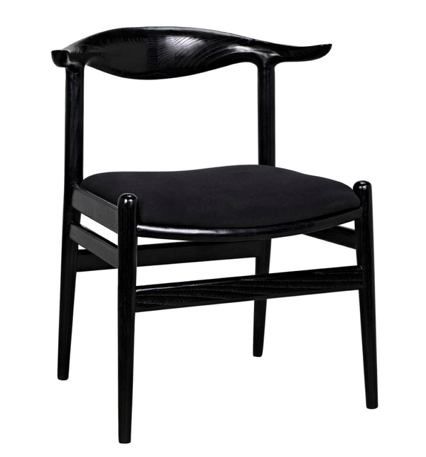 Noir Boone Chair: Modern Upholstered Club Chair with Soft Comfort & Durable Mindi Wood for Any Space AE-267CHB