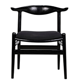 Noir Boone Chair: Modern Upholstered Club Chair with Soft Comfort & Durable Mindi Wood for Any Space AE-267CHB