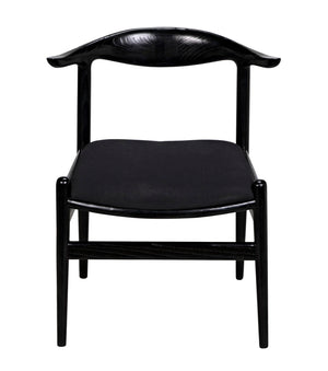 Noir Boone Chair: Modern Upholstered Club Chair with Soft Comfort & Durable Mindi Wood for Any Space AE-267CHB