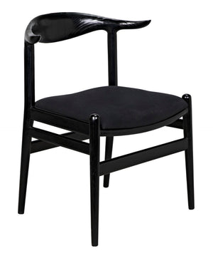 Noir Boone Chair: Modern Upholstered Club Chair with Soft Comfort & Durable Mindi Wood for Any Space AE-267CHB