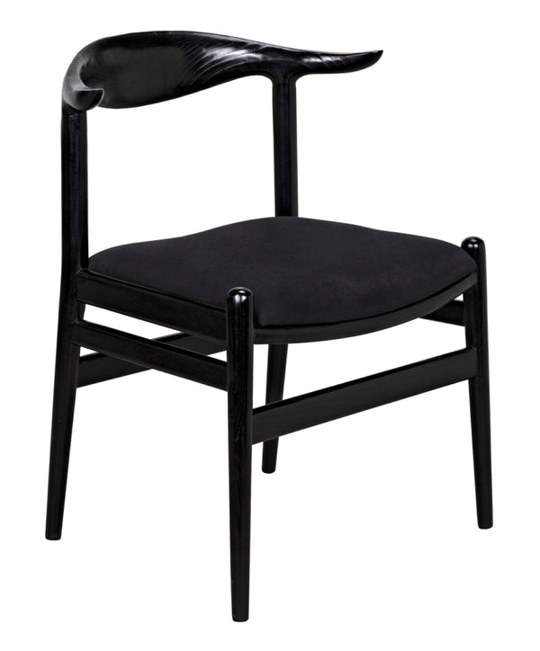 Noir Boone Chair: Modern Upholstered Club Chair with Soft Comfort & Durable Mindi Wood for Any Space AE-267CHB