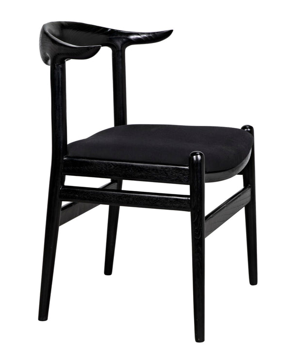 Noir Boone Chair: Modern Upholstered Club Chair with Soft Comfort & Durable Mindi Wood for Any Space AE-267CHB