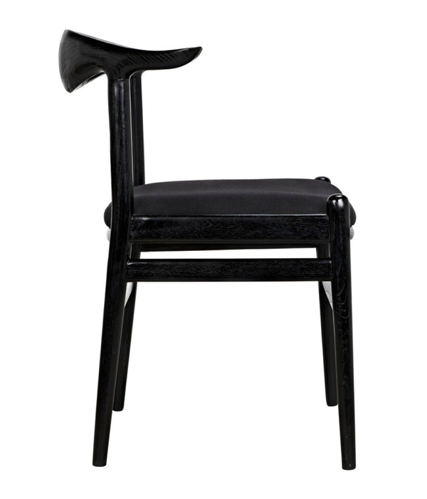 Noir Boone Chair: Modern Upholstered Club Chair with Soft Comfort & Durable Mindi Wood for Any Space AE-267CHB
