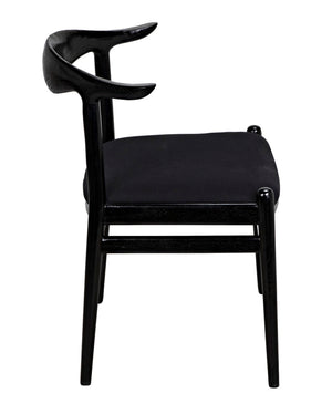 Noir Boone Chair: Modern Upholstered Club Chair with Soft Comfort & Durable Mindi Wood for Any Space AE-267CHB