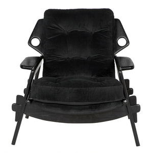 Noir Pax Chair - Luxurious CFC Performance Velvet, Mindi Wood Frame, Deep Charcoal Finish for Chic Spaces AE-271CHB-CFC