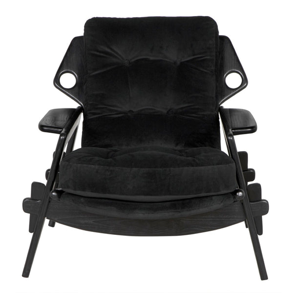 Noir Pax Chair - Luxurious CFC Performance Velvet, Mindi Wood Frame, Deep Charcoal Finish for Chic Spaces AE-271CHB-CFC
