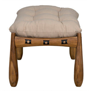 Noir Dante Stool - Stylish Teak Frame with CFC Wrangler Mushroom Upholstery for Modern Living Spaces AE-277T-CFC