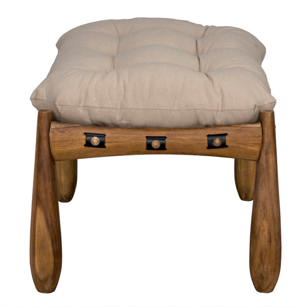 Noir Dante Stool - Stylish Teak Frame with CFC Wrangler Mushroom Upholstery for Modern Living Spaces AE-277T-CFC