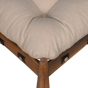 Noir Dante Stool - Stylish Teak Frame with CFC Wrangler Mushroom Upholstery for Modern Living Spaces AE-277T-CFC