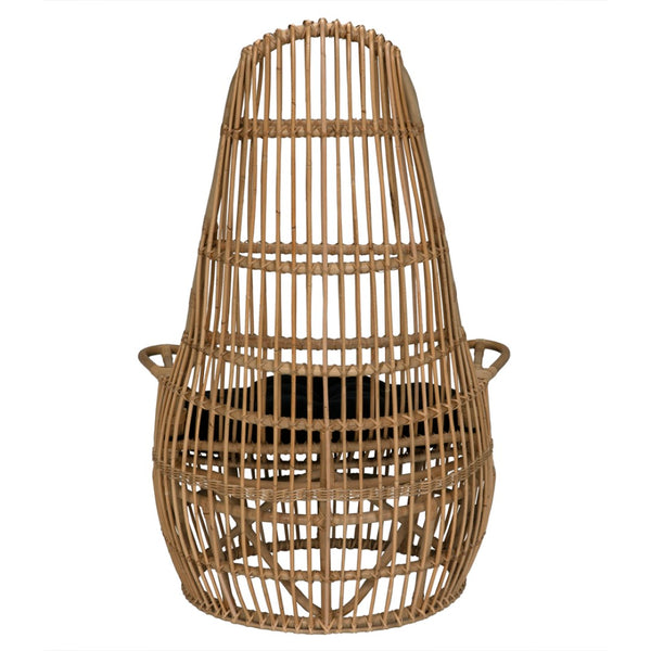 Noir Clementine Chair: Stylish Rattan Accent with Black Cotton Cushion for Living Rooms & Sunrooms AE-280